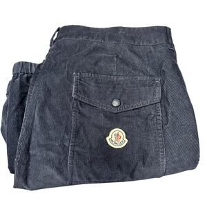 Moncler Corduroy Cargo Pants Convertible Navy Blue Zip Off Tech Leg Mens US 38